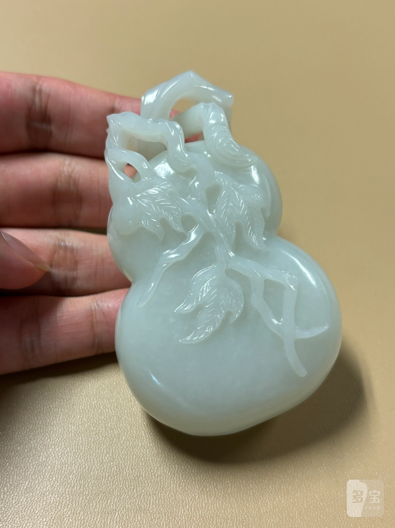 清 白玉文房葫芦巧雕玉盒 - 图2